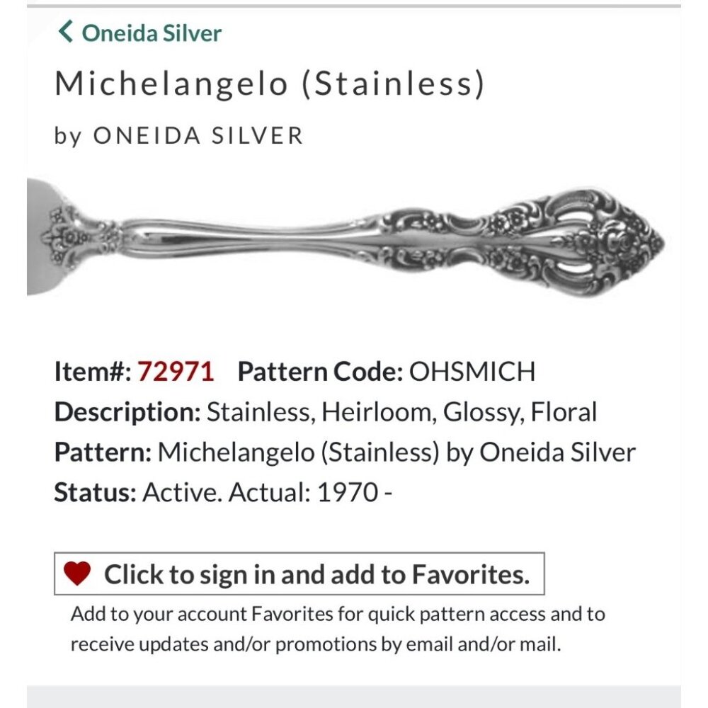 Set Of 6 Oneida Silver Michelangelo Stainless Steel Butter Knives Floral Pattern